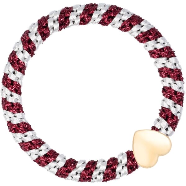 Fat hair tie with heart, candy cane mix