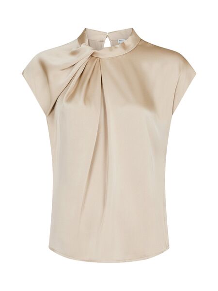 Fleur drapy satin blouse, dark sand