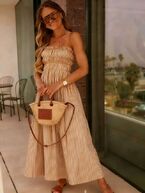 Striped cotton dress, Light maroon