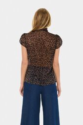Lilja shirt, chocolate brown leopard