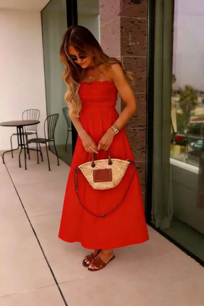 Viscose dress, red