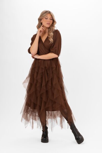 Clara tulle dress, hazel brown