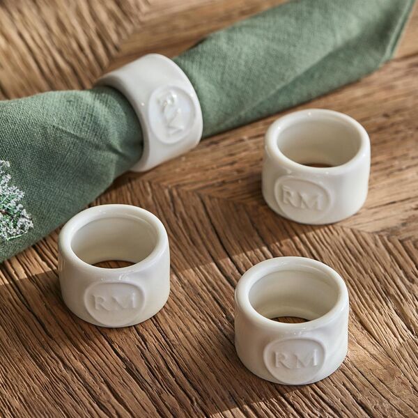 Portofino napkin ring set of 4, white