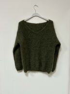 V-neck mohair knit, khaki