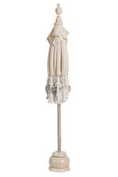 Parasol with tassel, cream/silver