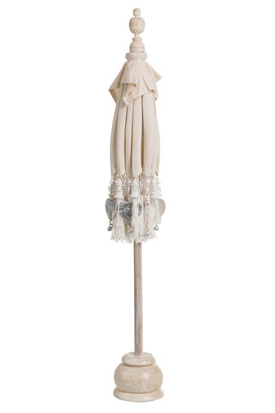 Parasol with tassel, cream/silver