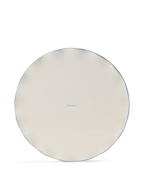 Stoneware Wavy Cake Stand, White/Blue