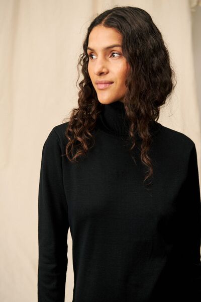 Mila rollneck dress, black