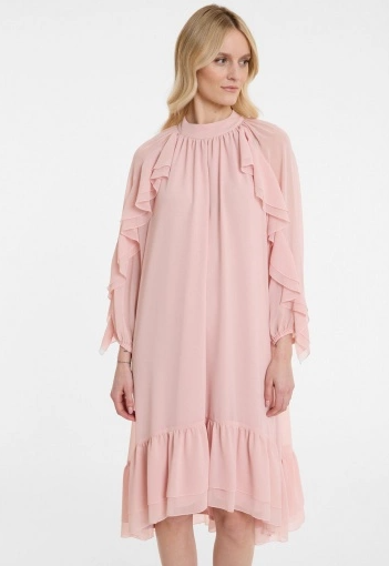 Dress with ruffles, rose