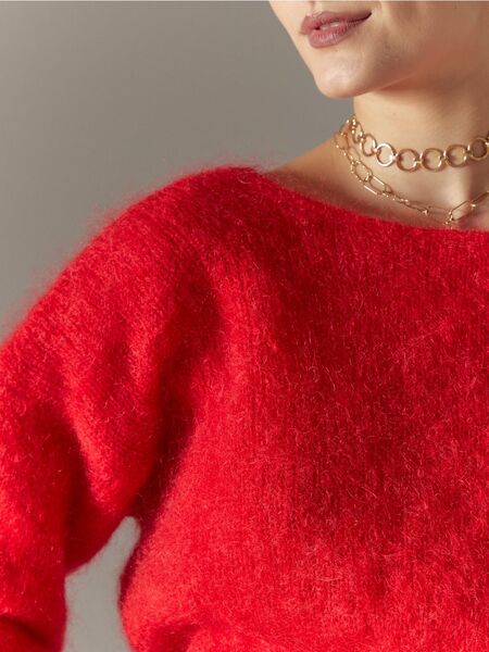 Cornelia mohair cardigan, lipstick red