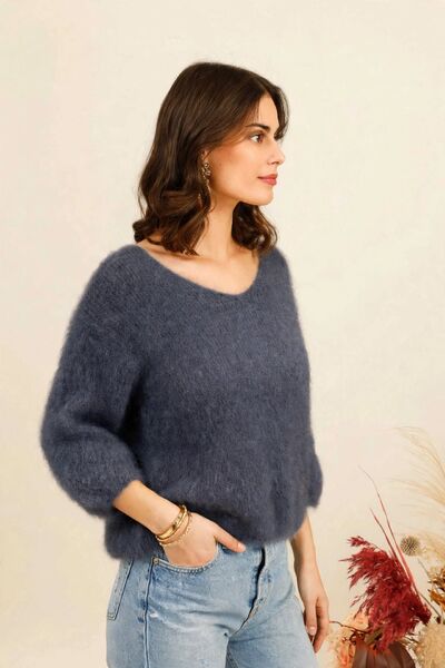 Solid mohair sweater, anthracite