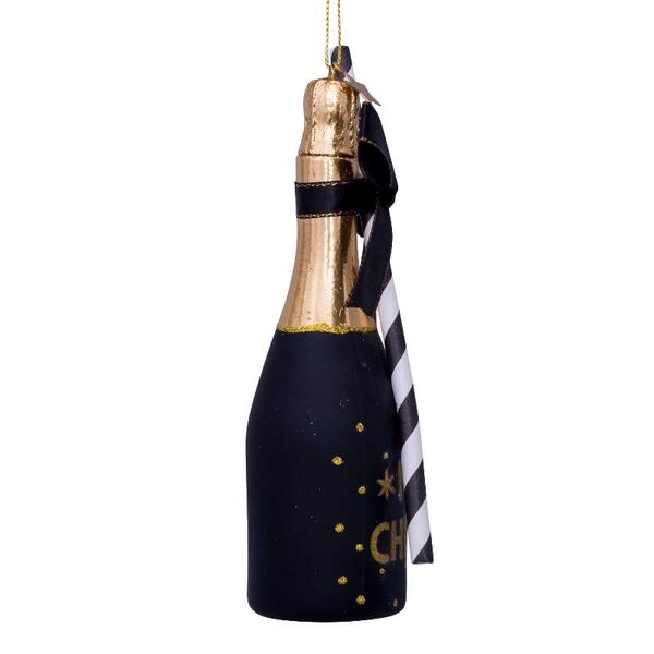Ornament champagne bottle 16cm, black