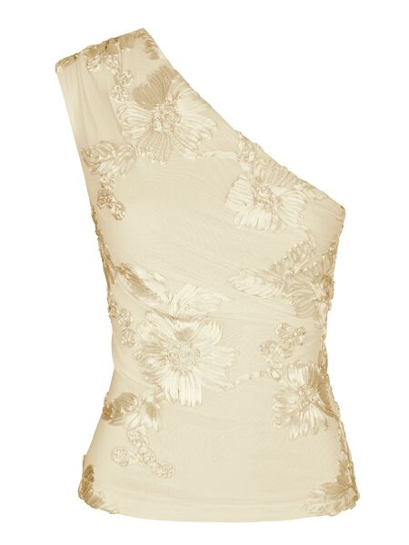 Florini big flower mesh top, light yellow