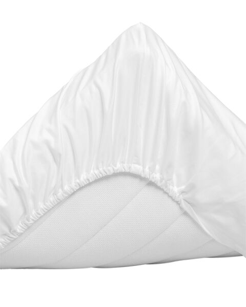 Sateen double fitted sheet 180x200, white