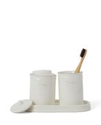Porcelain toothbrush mug, white/beige