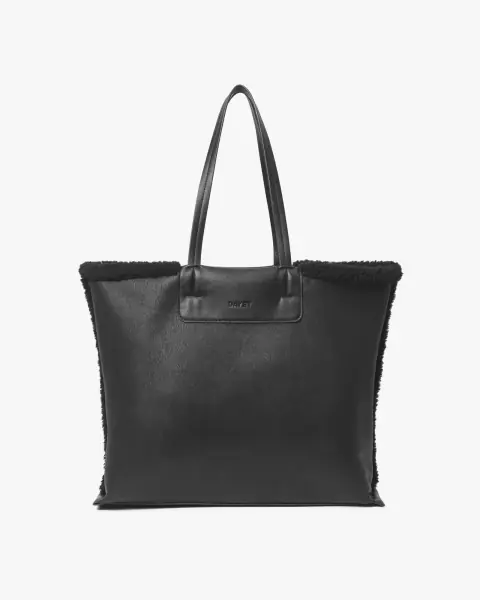 Faux shearling bag, black