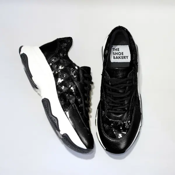 Poppy sneaker, black glitter