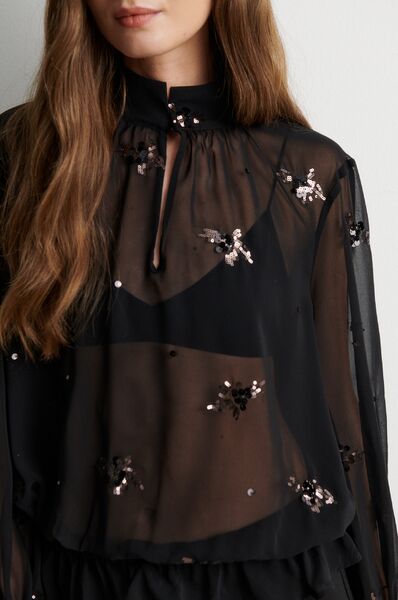 Luma sequin blouse, black