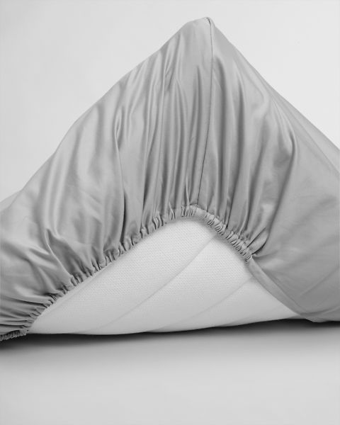 Sateen fitted sheet 90x200, moon grey