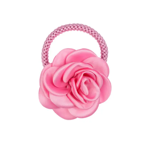 Satin rose hair tie, bubblegum pink