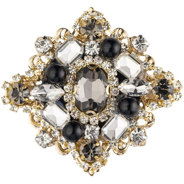 Crystal vintage brooch, grey mix