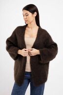 Short mohair cardigan, dark maroon