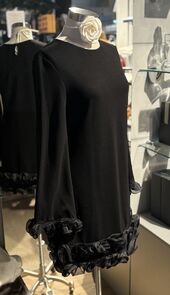 Dress with big ruffle, black