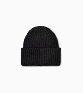 Chunky rib beanie w logo, black