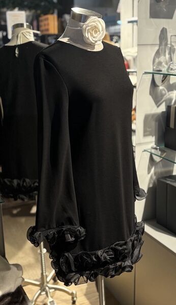 Dress with big ruffle, black