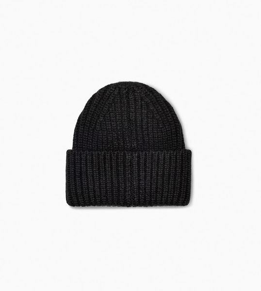 Chunky rib beanie w logo, black