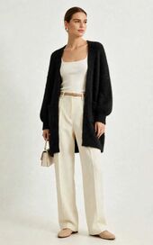 Mohair cardigan with pockets, black