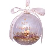 Bauble baby's first christmas 9cm, gold