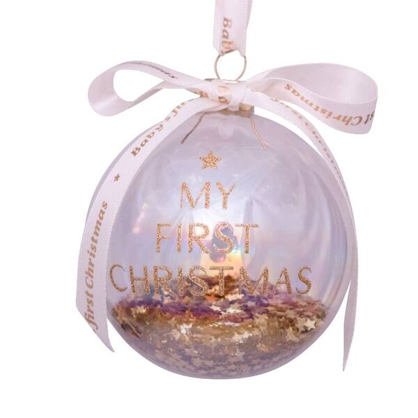 Bauble baby's first christmas 9cm, gold