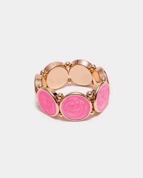 Ava elastic bracelet, gold w pearl strong pink