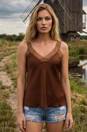 Perfect lace tank top, camel
