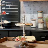 Etagere with 2 round trays, silver