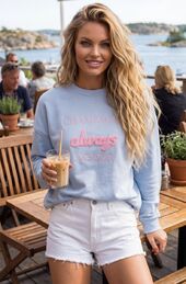 Champagne sweater, sky blue