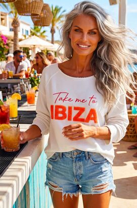 Take me to Ibiza sweater, white