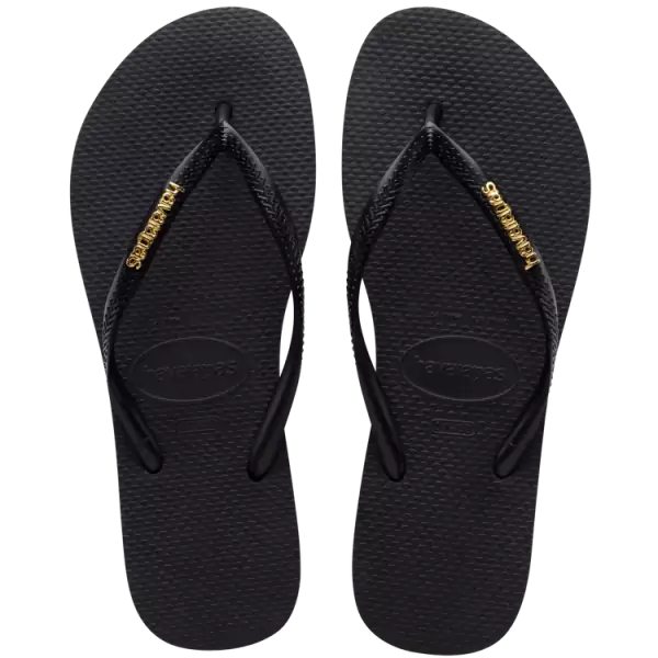 Slim logo metallic, black/golden