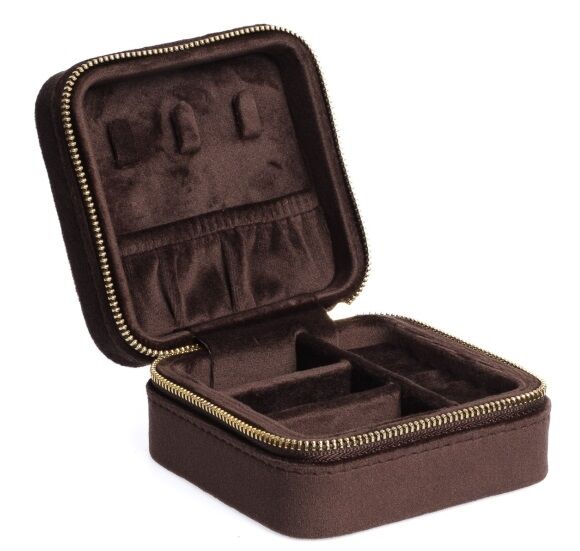Velvet jewellery box mini, chocolate brown
