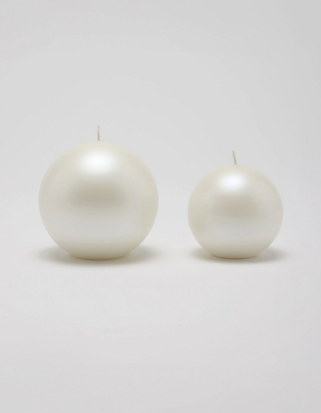 Velvet ball candle 10cm, pearl