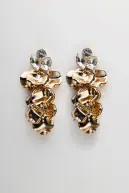 Leaf stone earrings, gold