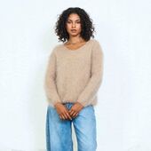 V-neck mohair knit, light beige