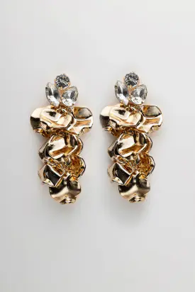 Leaf stone earrings, gold