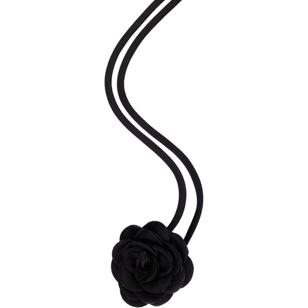 Satin rose brooch small, black