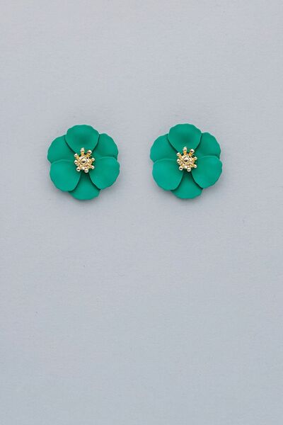 Flower small earrings, strong green