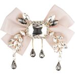 Satin bow brooch with crystals, sand