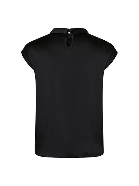 Fleur drapy satin blouse, black