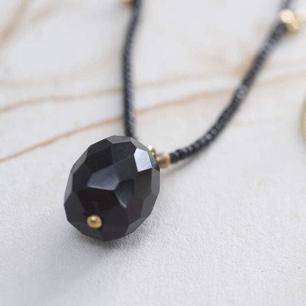 Cherish black onyx gold necklace