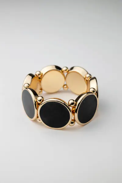 Ava elastic bracelet, gold with black